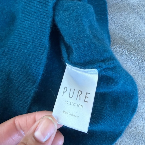 PURE Ccllection 100% Cashmere Teal Turtleneck Sweater Size 8/10 M Cozy Luxury - Picture 9 of 11